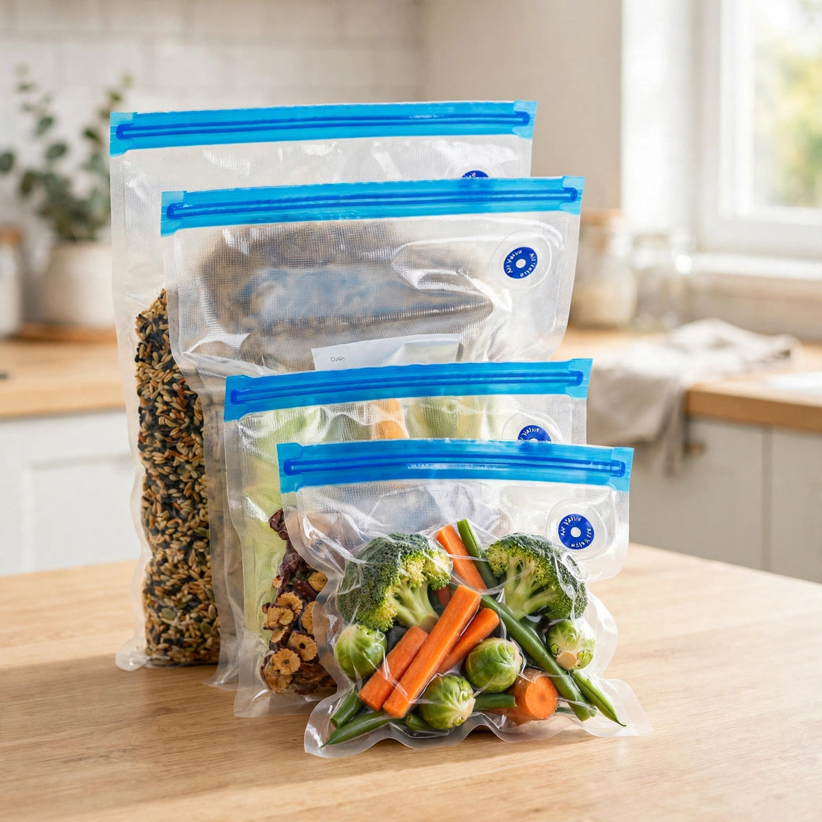 Reusable Vacuum Valve Bags — 10 or 20 Pack, 26 x 28 cm